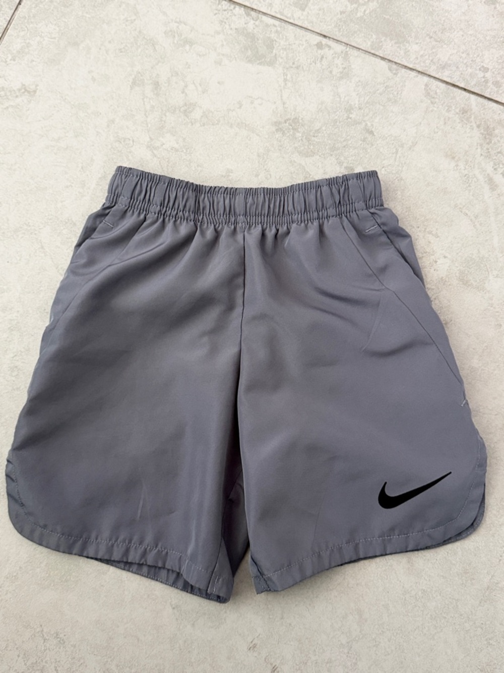 Nike Gray Dri-FIT Athletic Shorts with White Swoosh